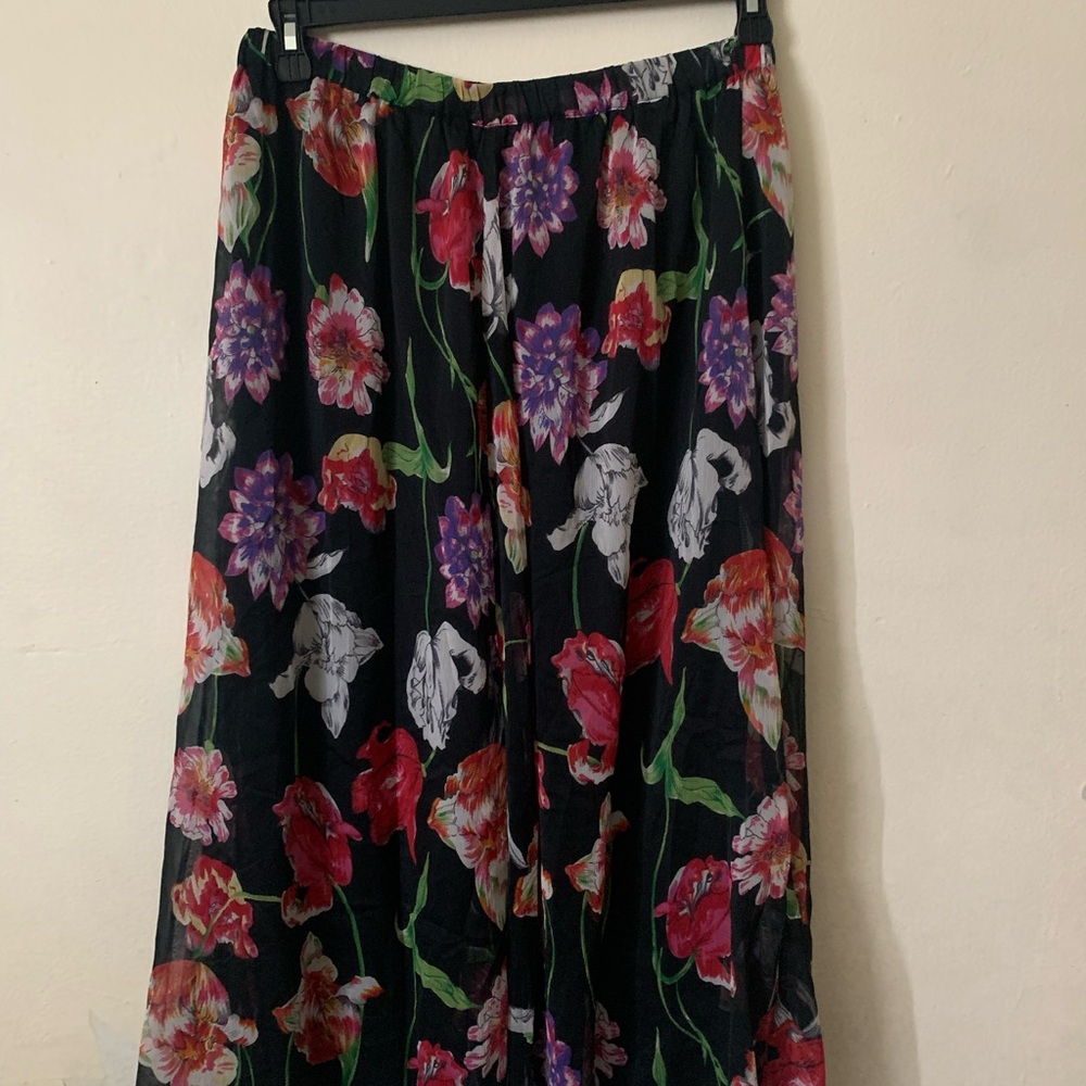 Chadwicks Black Maxi Skirt with Floral Design